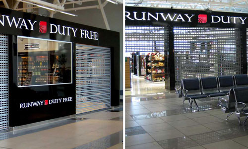 Рекламное оформление входной зоны в торговый центр duty free